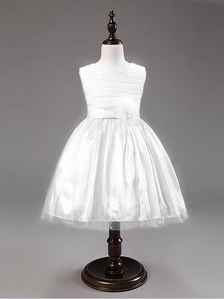 F68037-2 Girls white dress white flowers 2015 summer children dresses princess